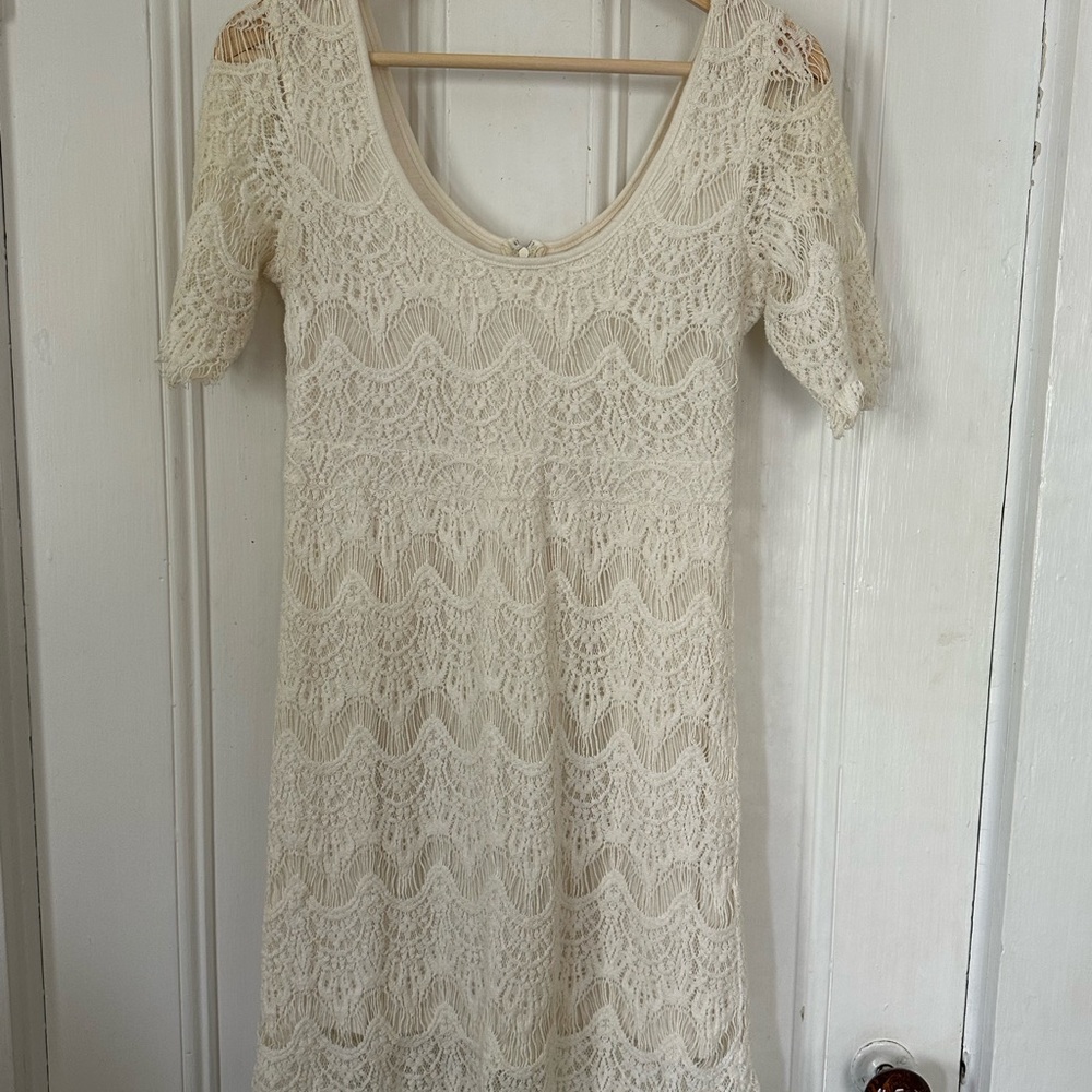 Pins & Needles Cream Flutter Sleeve Sheath Dress